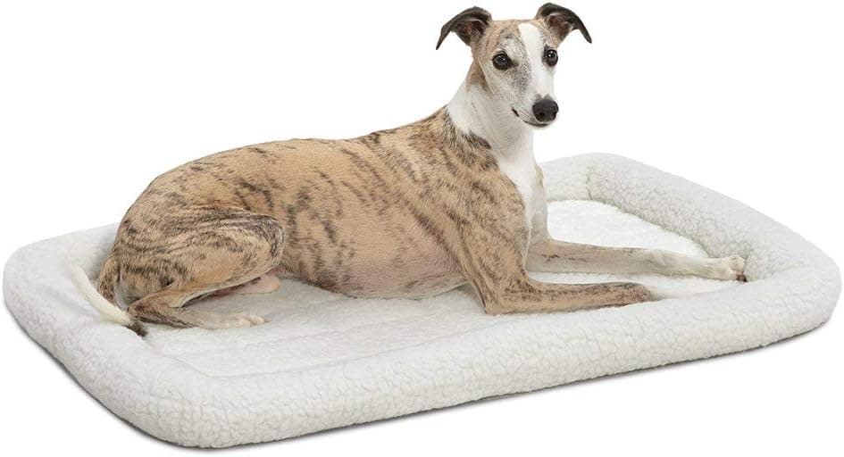 Hogares del Medio Oeste para mascotas Cama para perros QuietTime - Forro polar blanco, ultrasuave y lavable a máquina, se adapta a cajas y portadores de 36 pulgadas, para perros de razas medianas a grandes