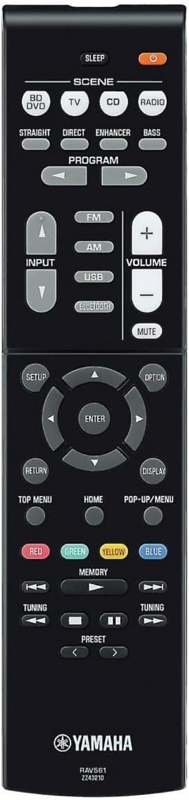 YAMAHA RX-V385 Receptor AV 4K Ultra HD de 5.1 canales con subwoofer autoamplificado NS-SW050BL de 8" y 100 W, negro