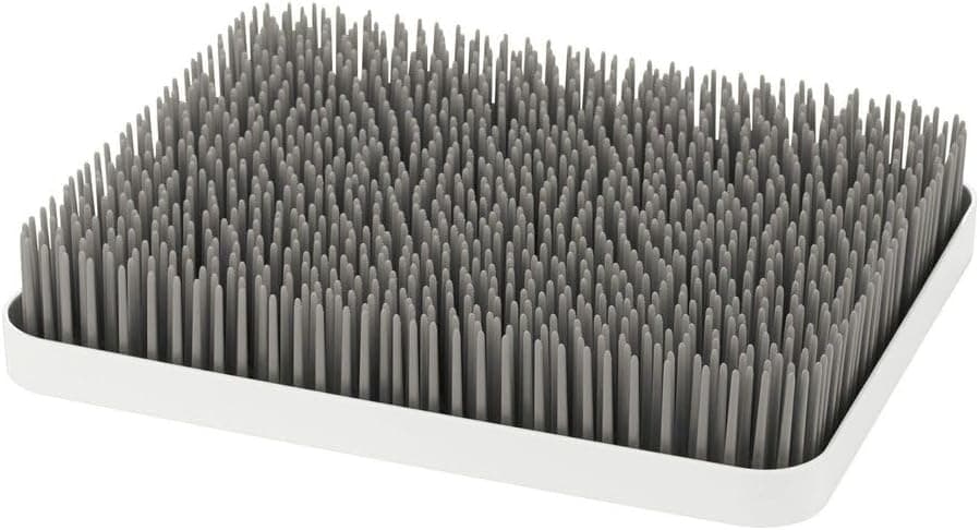Estante de secado de biberones Boon Latertop con bandeja antimicrobiana - Secador y organizador de biberones - Suministros de alimentación - Gris - 13.5 x 11 x 2.5