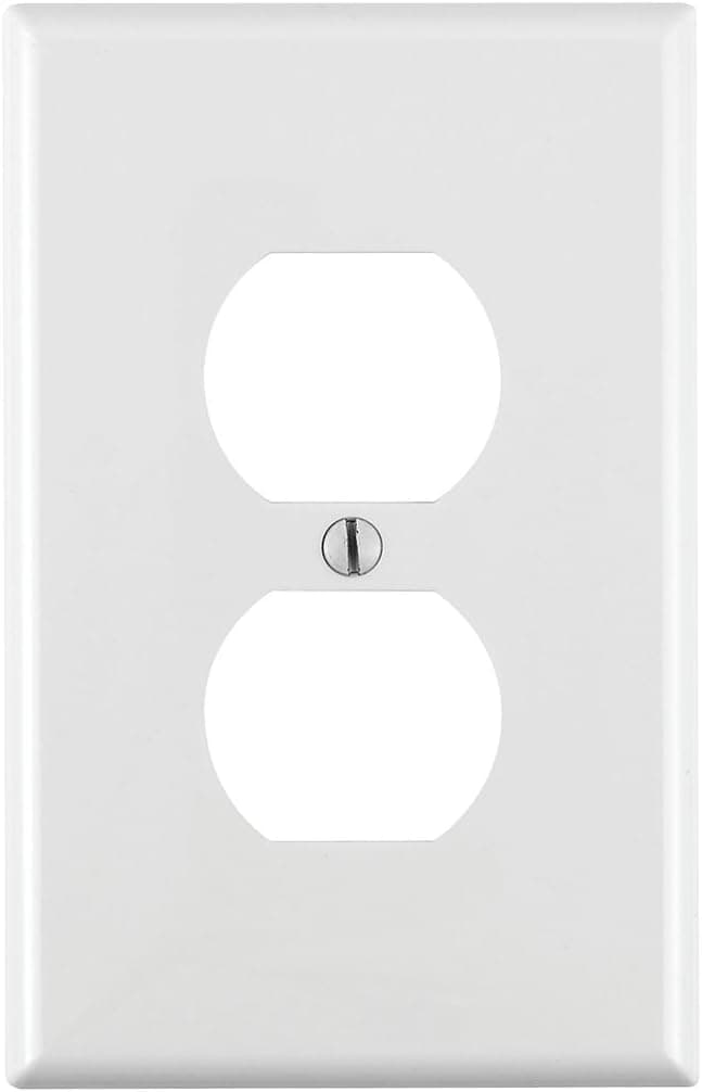 Leviton 1-Gang, 1-Dúplex, Placa de Pared de Nylon Midway, Tamaño Midway, 1 Paquete, PJ8-W, Blanco