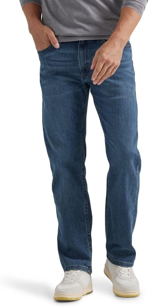 Wrangler Authentics Jean de cintura flexible y ajuste regular para hombre