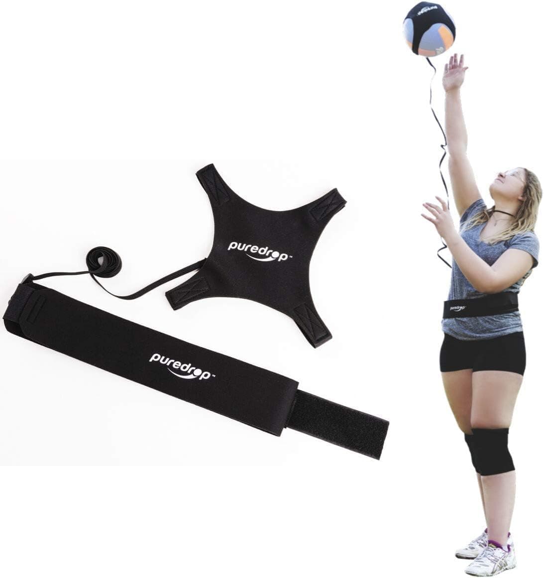 El equipo de entrenamiento de voleibol Puredrop ayuda a un gran entrenador para la práctica en solitario de servir el ajuste de puntas y los columpios de brazos devuelve la pelota después de cada pase de tren de puntas de columpio servir al entrenador