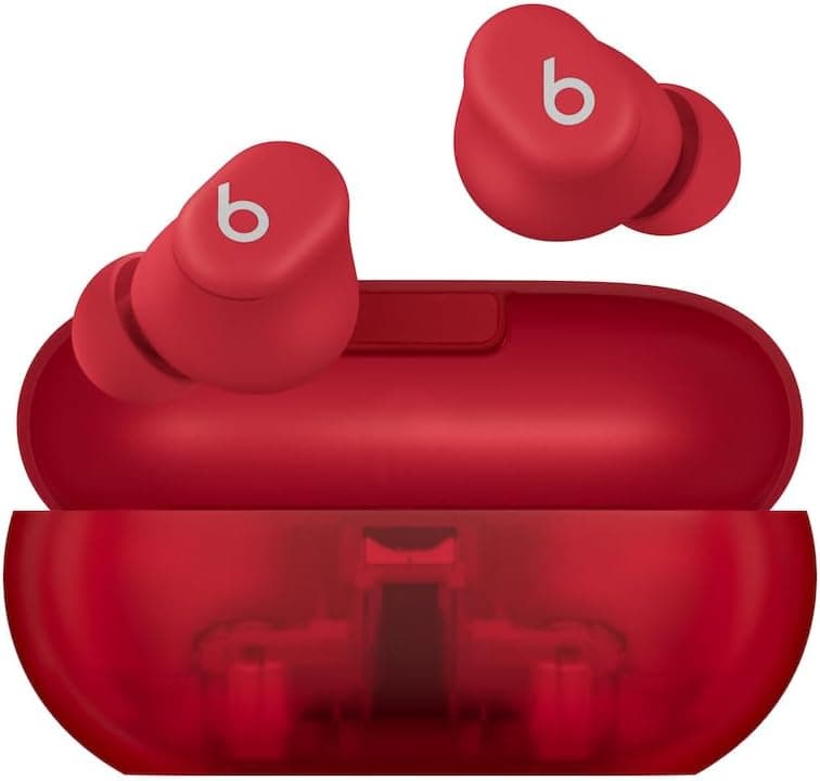 Beats Solo Buds - Auriculares inalámbricos Bluetooth | 18 horas de duración de la batería | Compatibilidad con Apple y Android | Micrófono incorporado - Rojo transparente