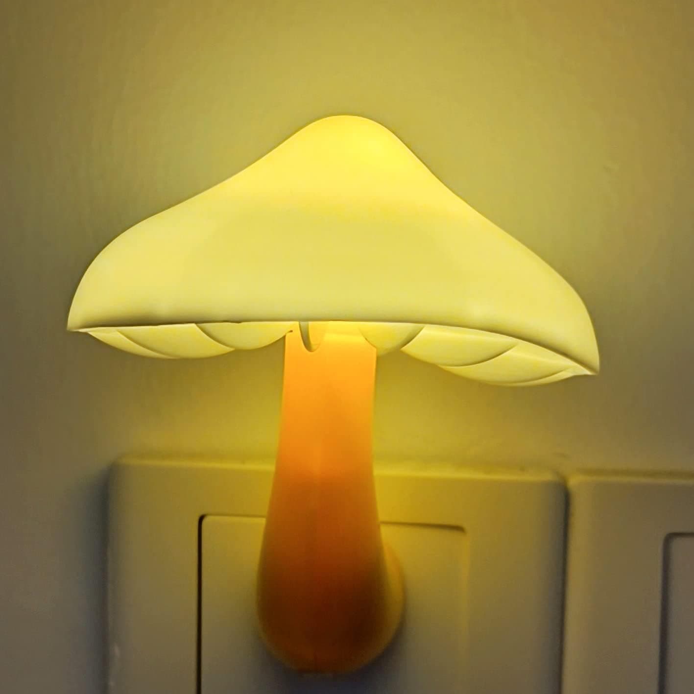 AUSAYE Sensor de luz LED Luz nocturna Enchufe Lámpara de pared Ahorro de energía | NightLight Lindas luces nocturnas de hongos para adultos, dormitorio de niños, baño, inodoro, escaleras, cocina, pasillo, blanco cálido