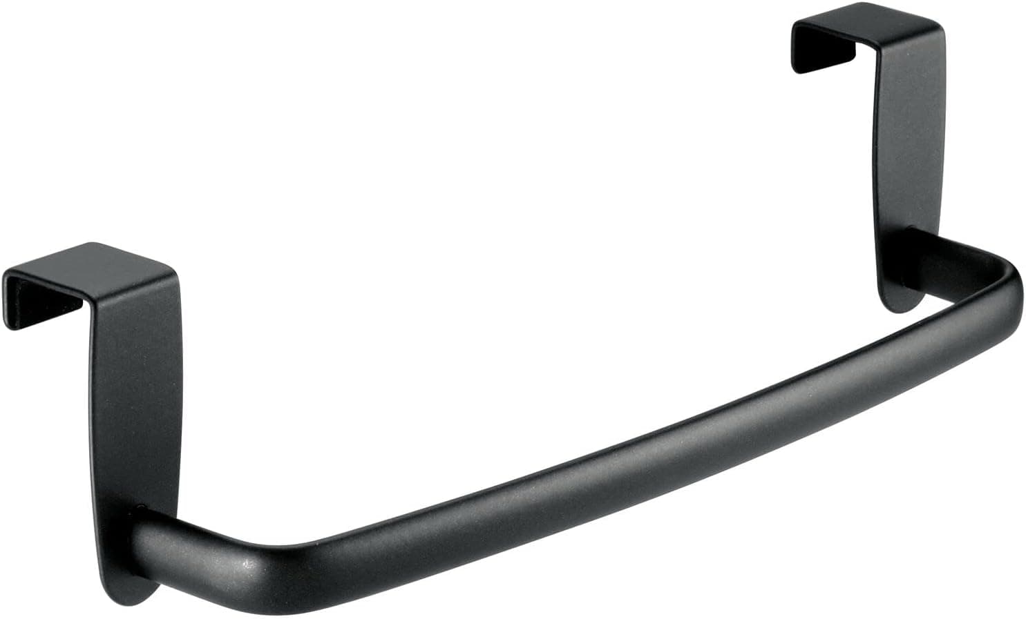mDesign Toallero organizador de alambre de acero para colgar en el armario o puerta, soporte para barra de toalla para cocina, capacidad para toallas de mano y paños, colección Spira, color negro mate
