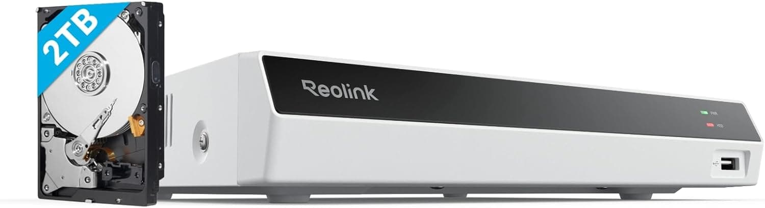 REOLINK RLN8-410-White Sistema de seguridad PoE grabador de vídeo en red NVR de 8 canales | Solo funciona con cámara IP REOLINK de 16 MP/12 MP/8 MP/5 MP/4 MP, grabación 24 horas al día, 7 días a la semana en un disco duro preinstalado de 2 TB