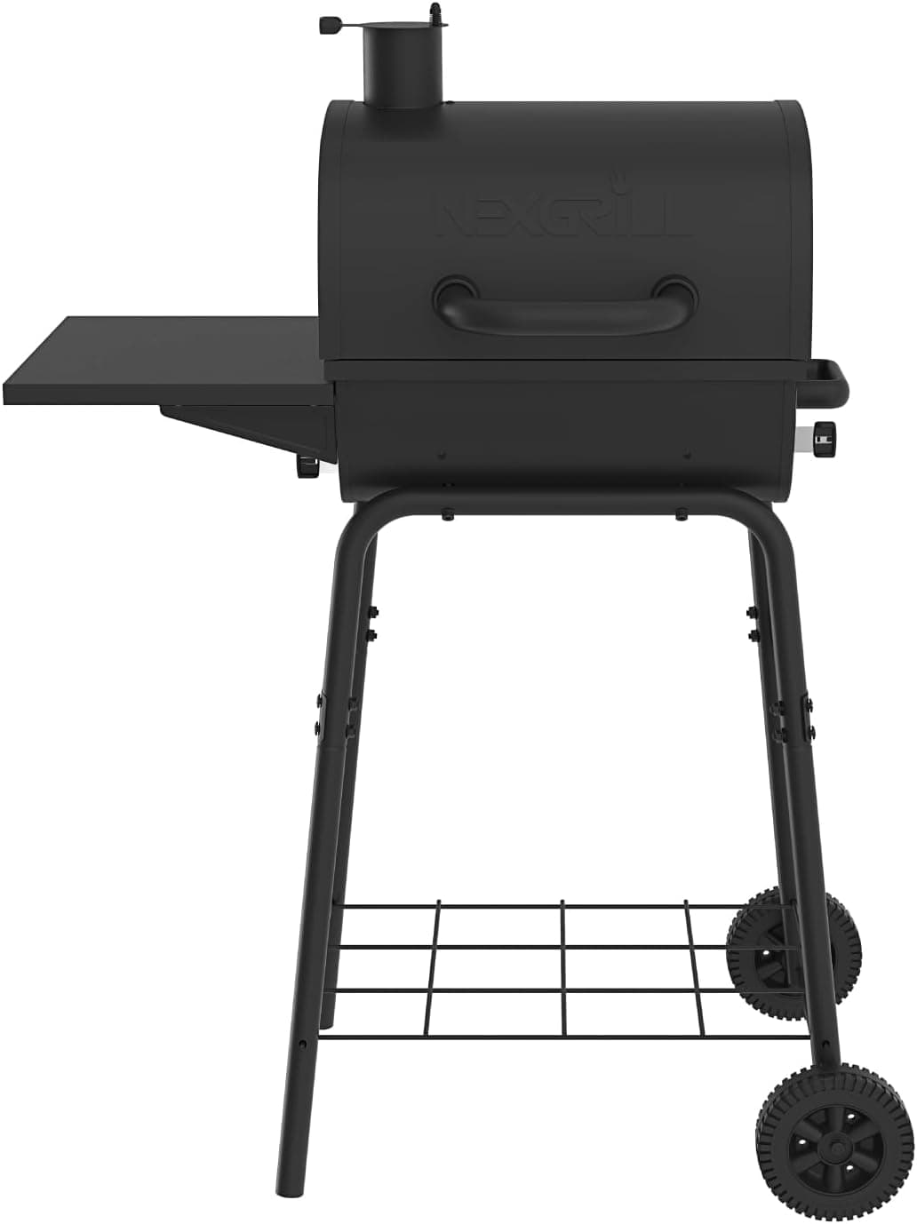 Nexgrill 17.5" Charcoal Grill with Side Shelf with Adjustable Chimney | Offers Smoky Flavor, Adjustable Air Vent, Adjustable Tray, 349 SQ In Cooking Space, Cast Iron Grates, Removable Ash Catcher