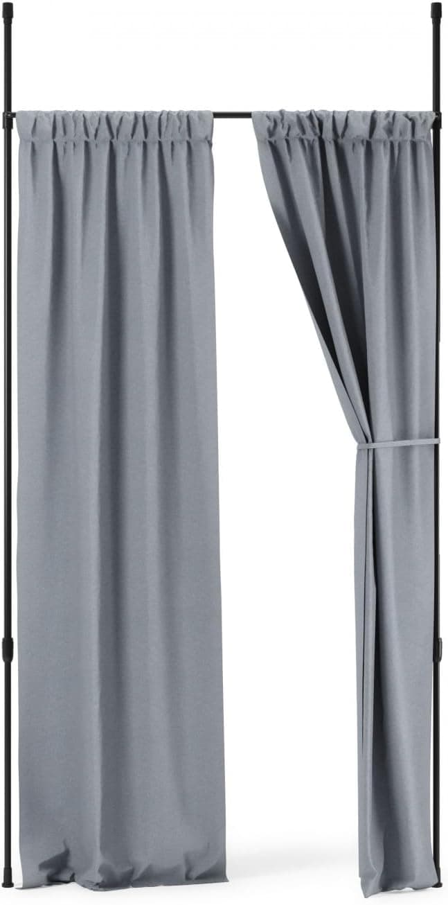 Umbra Anywhere Barra de cortina extensible y separador de ambientes, negro mate | Montaje tensado de piso a techo, sin perforación, sin instalación permanente