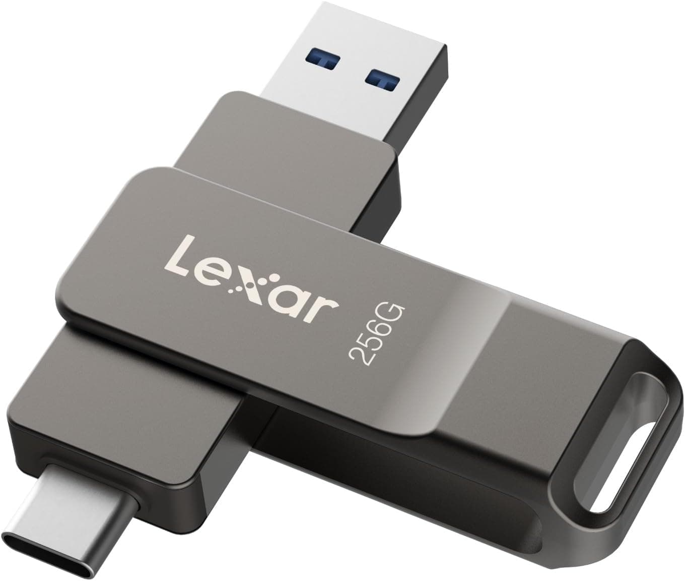 Unidad de salto Lexar D40E de 256 GB con doble USB 3.2 Gen 1 tipo C, gris titanio | Flash USB-C, carcasa metálica, diseño giratorio, memoria USB