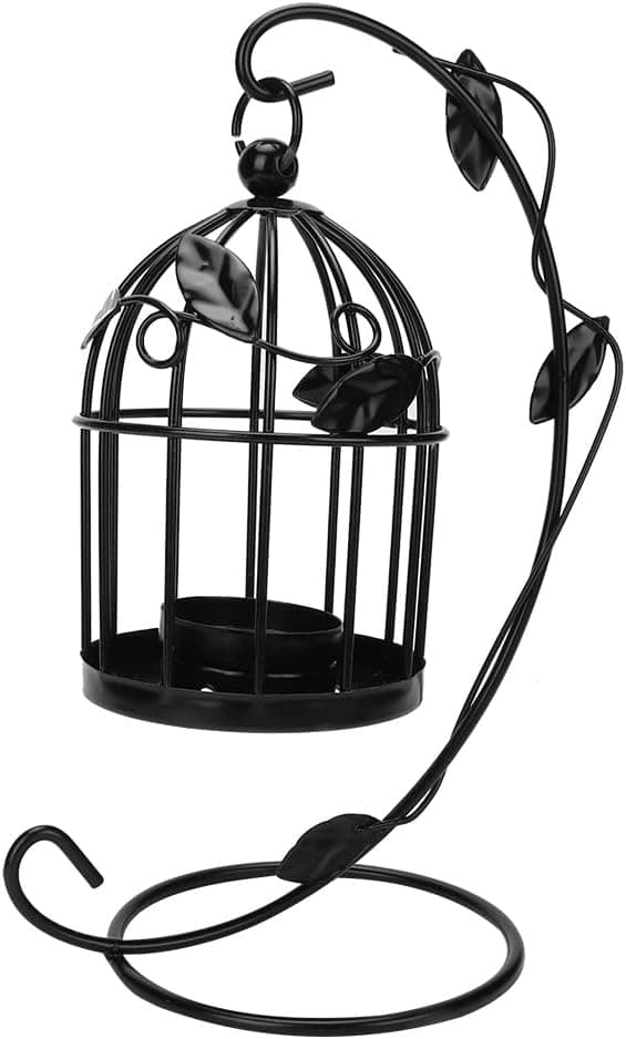 Linterna decorativa vintage de Ramadán, en forma de jaula de pájaros, linterna colgante marroquí de 9 pulgadas, decoración de linterna de mesa de metal, portavelas para patio al aire libre