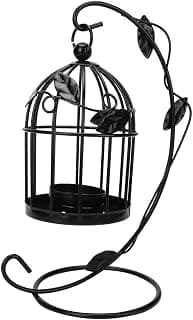 Linterna decorativa vintage de Ramadán, en forma de jaula de pájaros, linterna colgante marroquí de 9 pulgadas, decoración de linterna de mesa de metal, portavelas para patio al aire libre