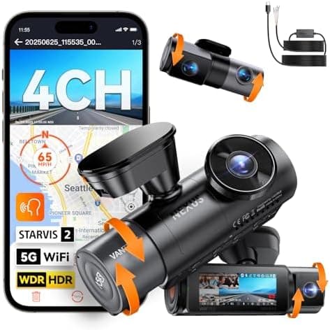 Kit N5S de 4 canales y cableado (12 V–24 V a 5 V) con funcionalidad Acc, protección de bajo voltaje, compatible con todas las cámaras de salpicadero Vantrue USB-C