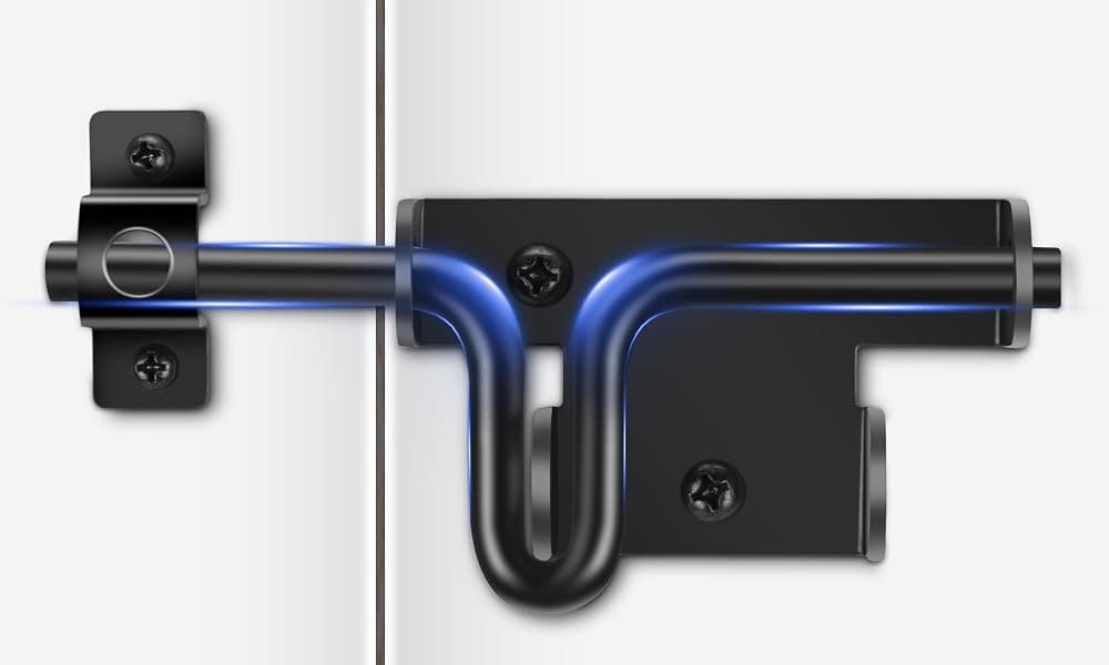 Pestillo de puerta con perno deslizante, pestillos deslizantes de alta resistencia con orificio para candado, 1 paquete | Hardware de perno deslizante de seguridad adicional para valla de madera/valla de patio/puerta de cobertizo/puerta de granero, con recubrimiento en polvo negro