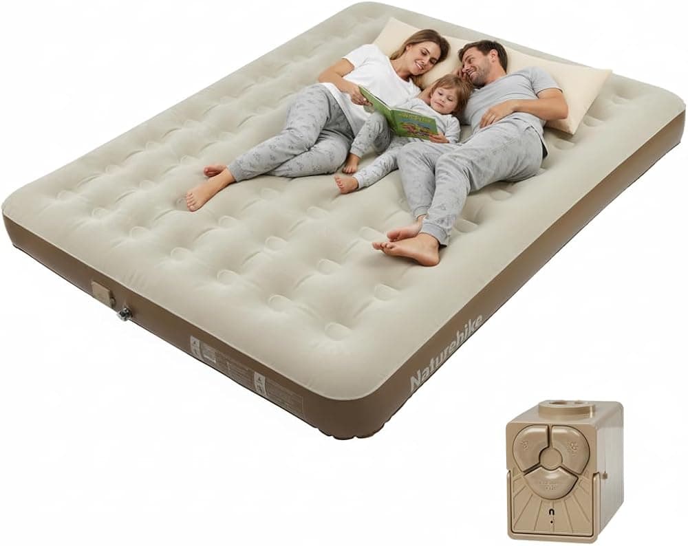 Naturehike California King Size Colchón de aire con bomba recargable Builtin | 992 lbs Soporte máximo 9.84" Colchones inflables gruesos, colchón inflable Cama de aire para el hogar, camping, huéspedes, viajes