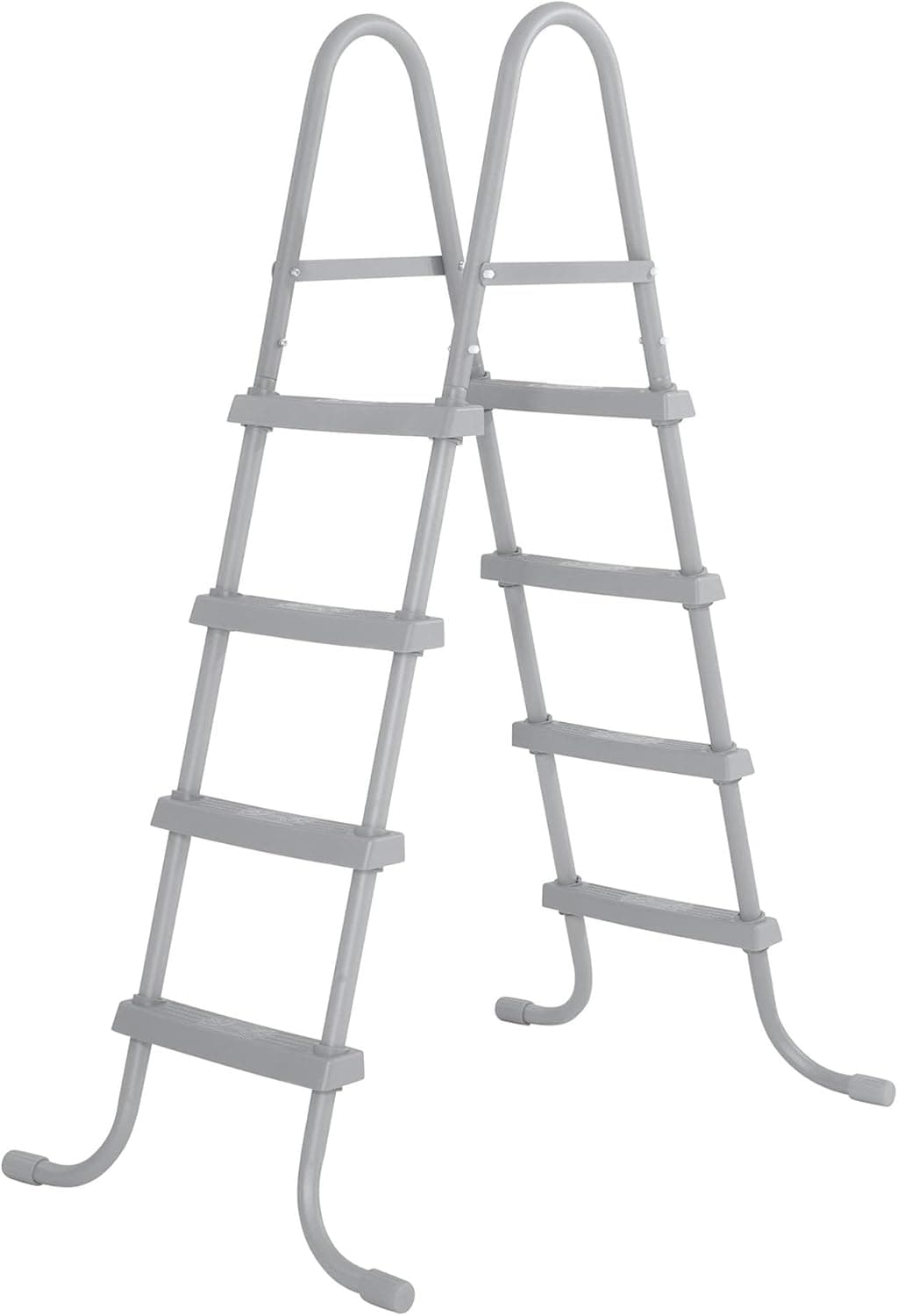 Escalera de piscina Bestway Above Ground para piscinas de 42" o 48" de altura, escalera de marco de metal con escalones de plástico para la entrada y salida de la piscina