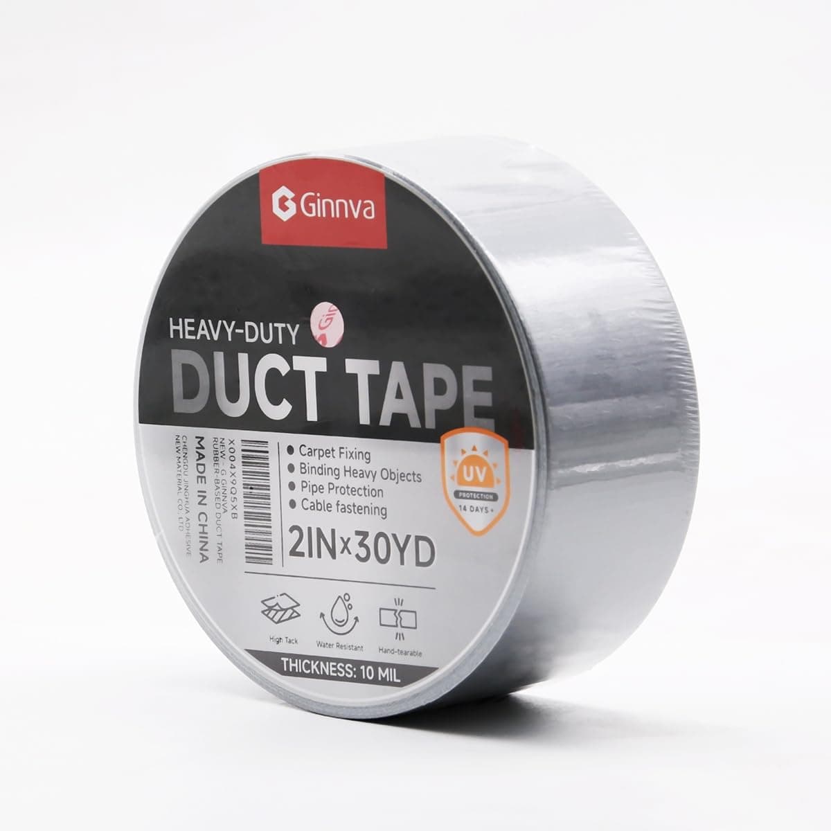 Cinta adhesiva resistente de 2 pulgadas x 30 yardas, 10 mil de grosor, resistente al agua, adhesivo fuerte para reparación, sin residuos, para todo tipo de clima, cinta de tela de goma para uso en interiores y exteriores