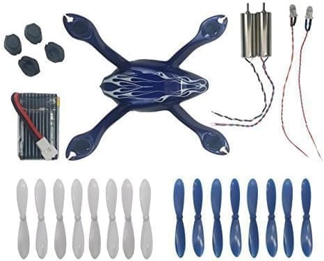 Juego de repuestos HUBSAN H107L Azul - Crash Pack: Batería, Hélice, Carrocería, Motor, Pies de goma, Luces LED