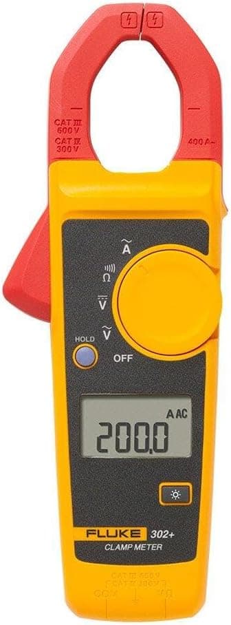 Pinza amperimétrica digital Fluke 302+, mandíbula de 30 mm, mide corriente CA hasta 400 A, mide voltaje CA/CC hasta 600 V, incluye 2 años de garantía