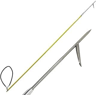 Scuba Choice Lanza de caña de pesca submarina de fibra de vidrio de una sola pieza de 5 pies con punta de púa única de acero inoxidable de 12" con eslinga de goma negra - Equipo duradero para pesca en hielo en invierno y caza submarina