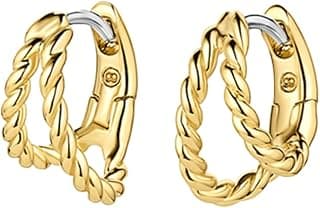 Crew Split Huggies - 18k Gold Plated for Women | Ideal Gift Packaging - Long-Lasting Earrings