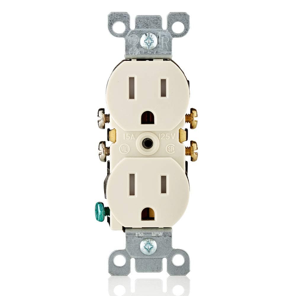 Receptáculo Dúplex Resistente a Manipulación Leviton 15 Amp 125 Voltios, Paquete de 10, T5320-TMP, Almendra Ligera