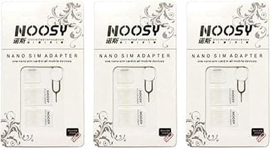 KIT de adaptador de tarjeta SIM, paquete de 3 de Noosy (9 adaptadores en total: Nano a Micro, Nano a Regular, Micro a Regular) con extractor de SIM/expulsor de pines (blanco)