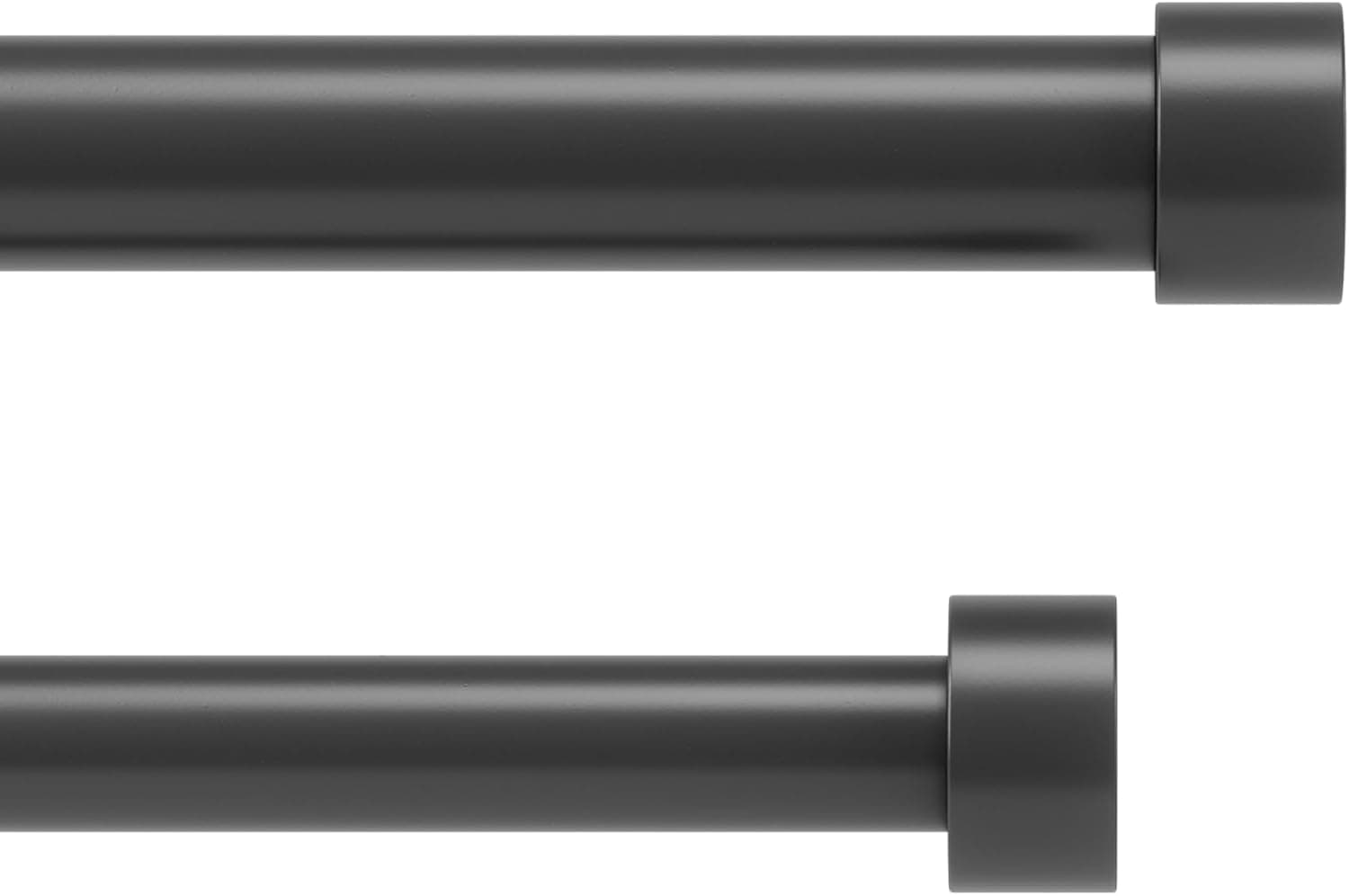Umbra Cappa Double Curtain Rod, Expandable, 36 to 66 Inches, Black | Steel construction, holds 22 lbs per bar, complete hardware included, easy installation, layering curtains for light control