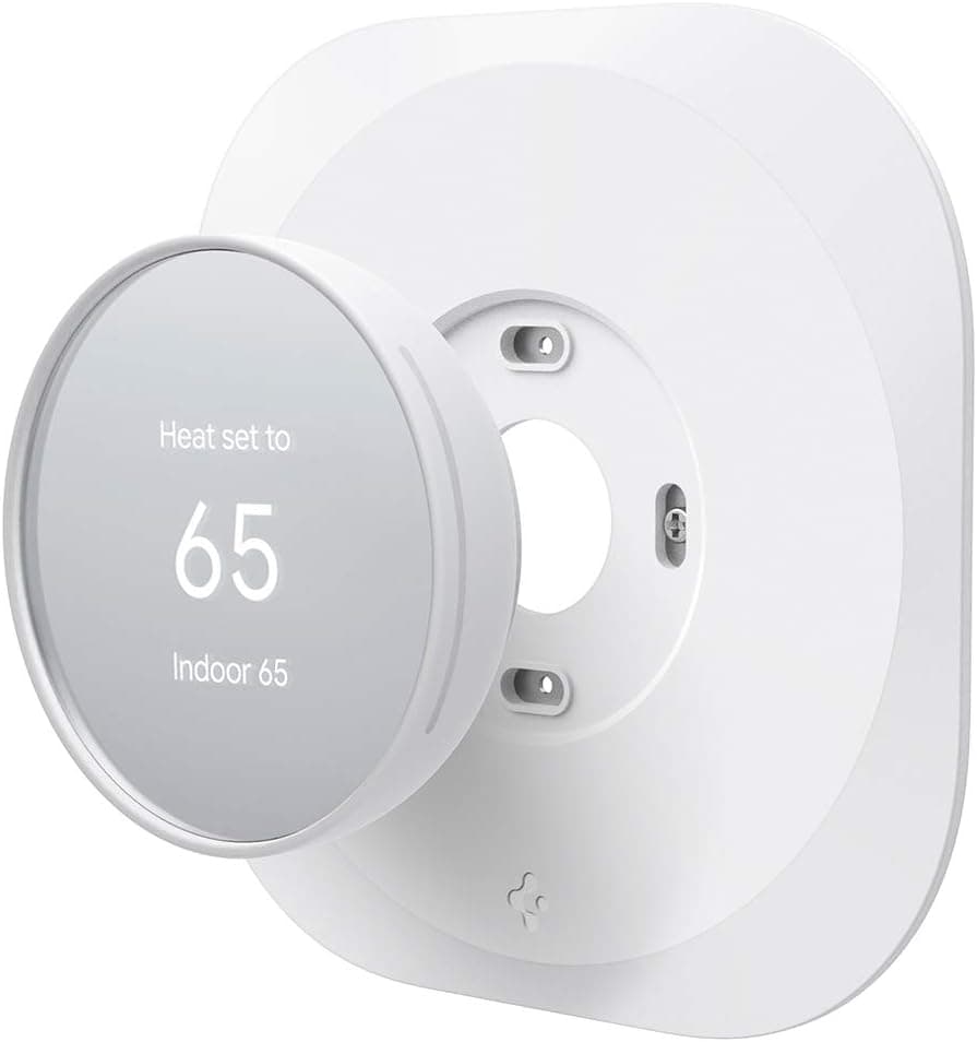 Spigen Wall Plate Designed for Google Nest Thermostat Wall Plate (Included Metal Plate and 4 Screws) - White
