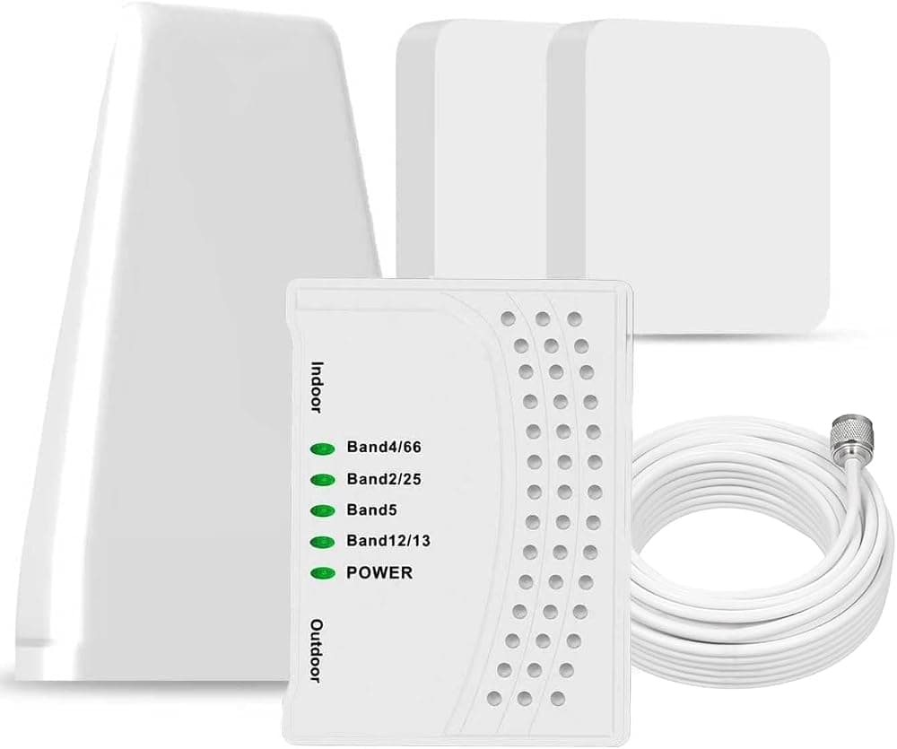Amplificador de teléfono celular para el hogar y varias habitaciones, hasta 7000 pies cuadrados. Ft, amplificador de celda para área rural con 2 antenas interiores, aumenta 5G 4G LTE para todos los operadores de EE. UU., amplificador de señal de teléfono celular aprobado por la FCC (verde)
