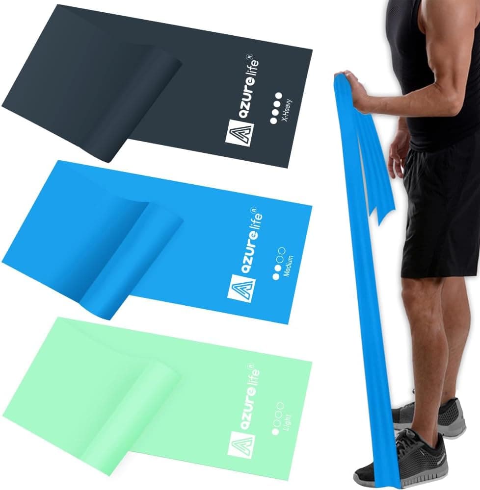 A AZURELIFE Bandas de resistencia, bandas elásticas largas profesionales sin látex, bandas de ejercicio para fisioterapia, yoga, pilates, rehabilitación, entrenamiento en casa o en el gimnasio, entrenamiento de fuerza