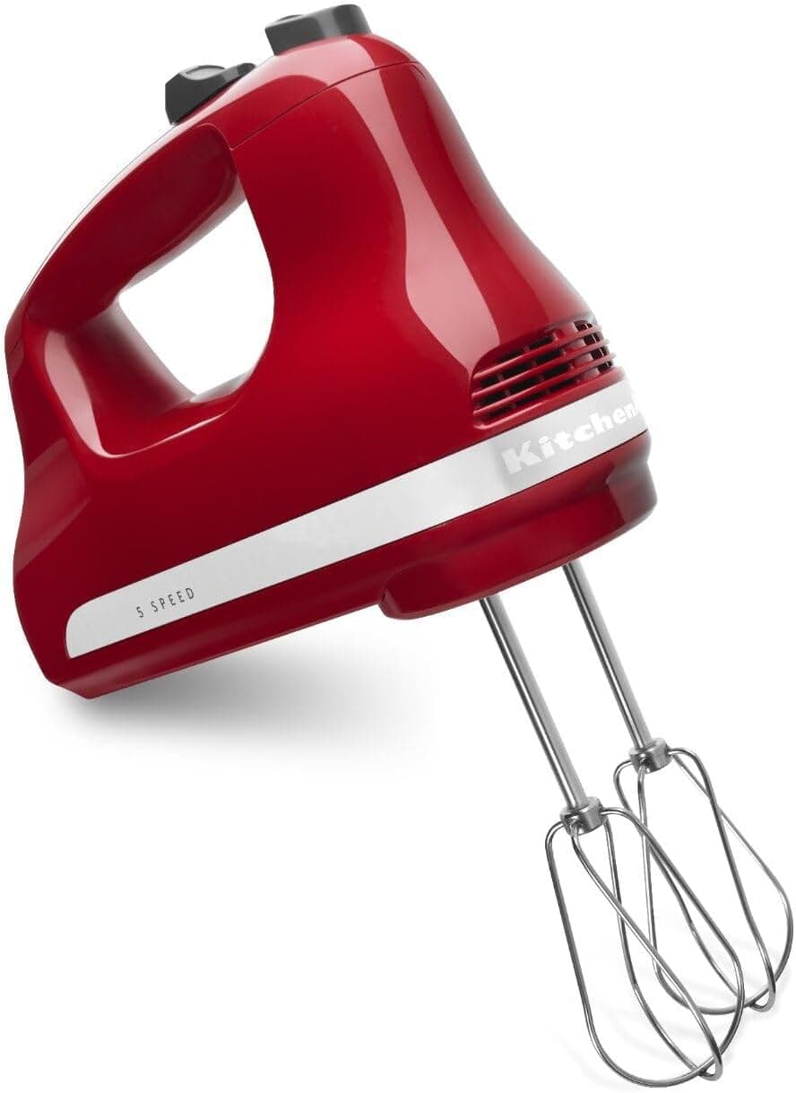 Batidora de mano KitchenAid 5 Ultra Power Speed, KHM512, rojo imperio | 5 velocidades, cable giratorio bloqueable, batidores turbo, botón de liberación fácil, batidores aptos para lavavajillas