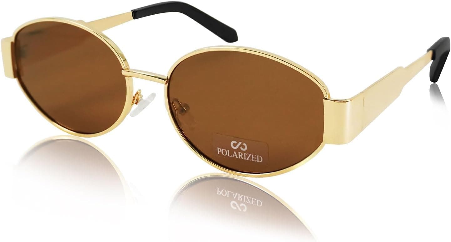 JiSoo Gold Retro Oval Sunglasses for Women - Polarized Sunglasses Women Vintage Trendy Sun Glasses 2025