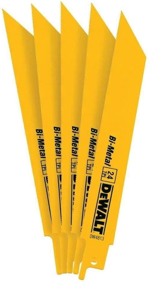 Hojas de sierra alternativa DEWALT, parte trasera recta, bimetálica, 6 pulgadas 24 TPI, paquete de 5 (DW4813)