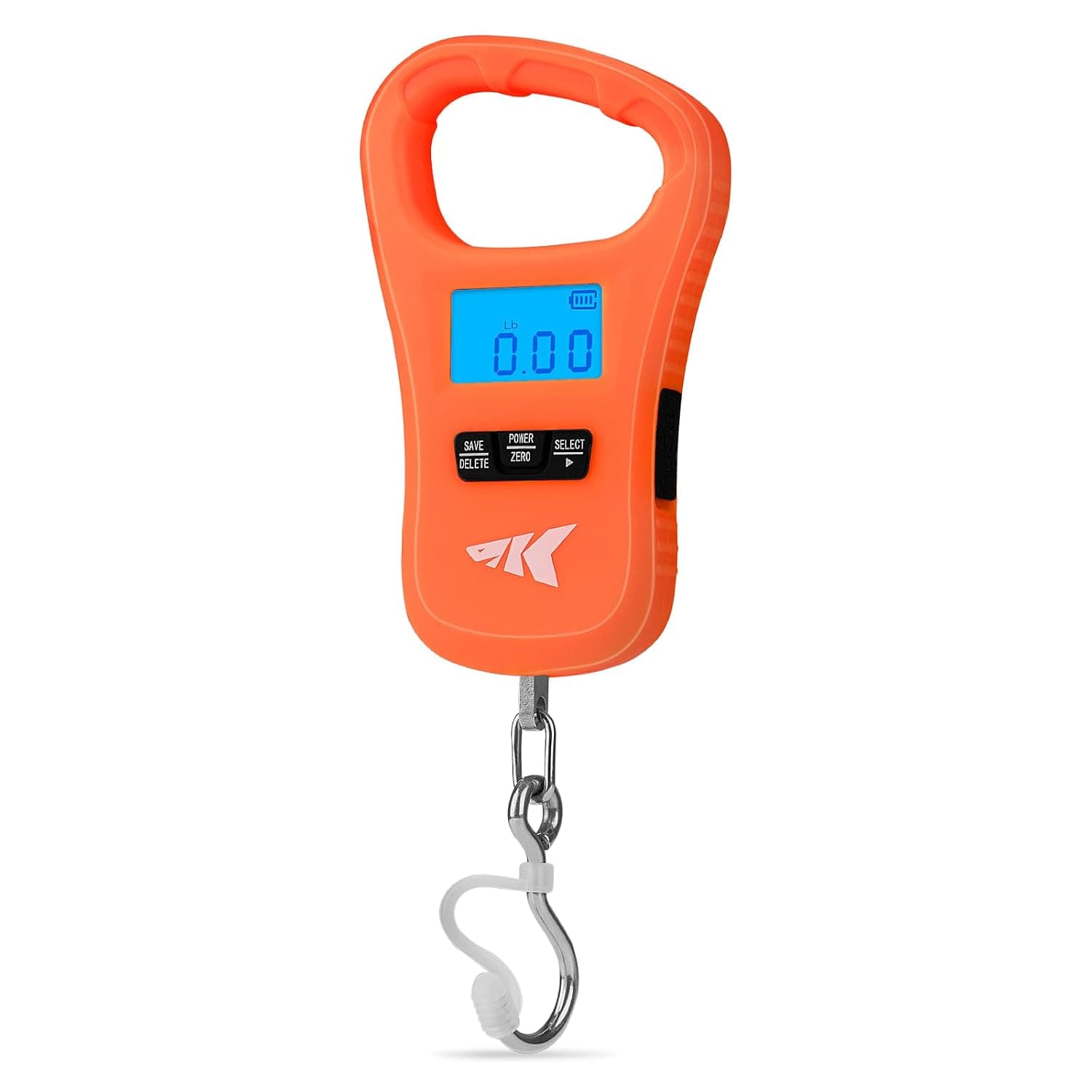 Báscula de pesca con carga USB KastKing ToughTide, equipo de pesca, naranja | Capacidad de 65 lb, Diseño ultrafino, Pantalla LCD, Memoria de 8 pesos, Modos múltiples oz/lb/kg, Accesorios de pesca