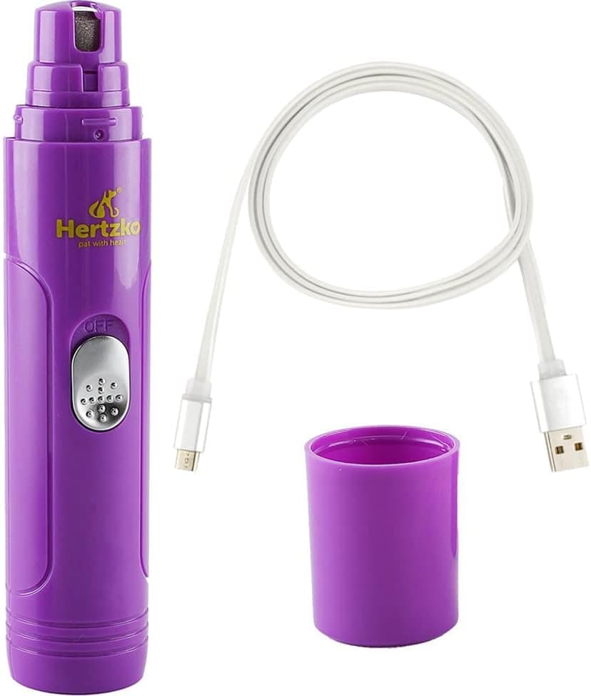 Hertzko Molinillo de uñas eléctrico para gatos y perros – Molinillo de uñas recargable para gatos y perros pequeños y grandes, kit de aseo profesional para mascotas con cable USB
