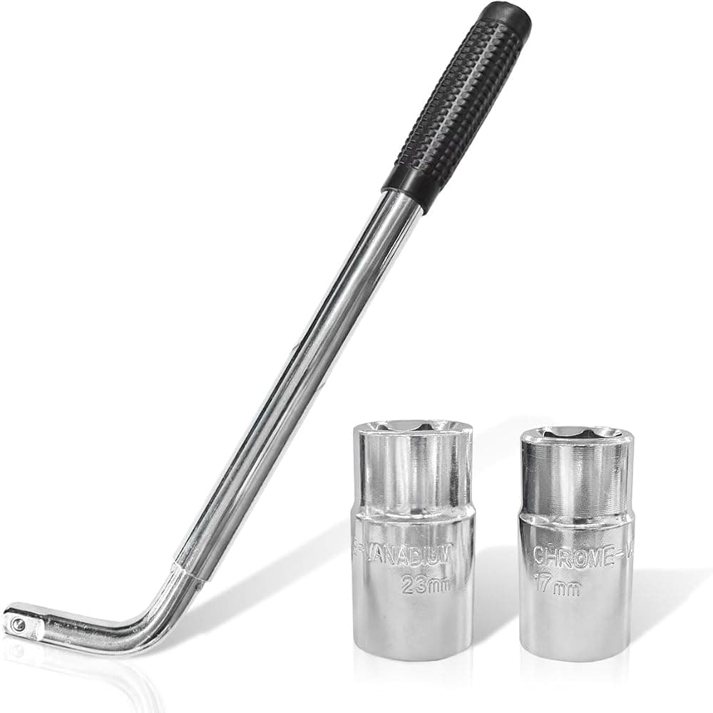 YoRise Llave de tuercas telescópica, extractor de tuercas de rueda automotriz extensible universal con casquillos CR-V de 17/19 mm y 21/23 mm, herramienta de reparación de neumáticos para vehículos que ahorra mano de obra para automóviles/SUV/camiones/caravanas (BL&SL)