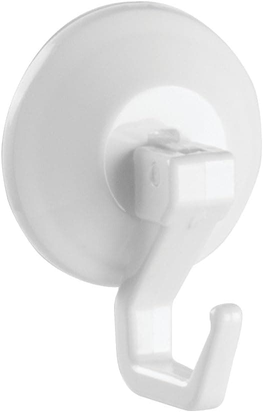 InterDesign Power Lock Ganchos con ventosa de plástico para ducha de baño, juego de 2, color blanco