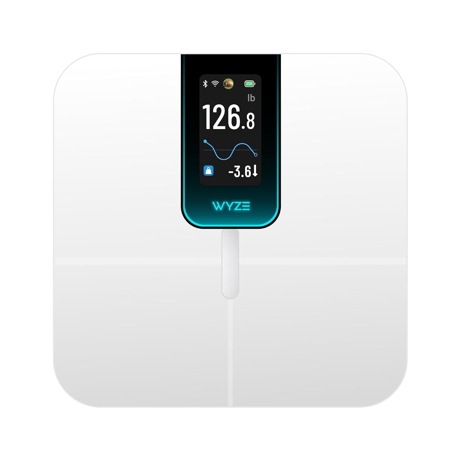 Báscula ultra inteligente Wyze Scale para peso corporal, IMC y masa muscular | Sincronización Wi-Fi y Bluetooth, pantalla TFT a color personalizable de 4,3", seguimiento de 13 métricas, seguimiento de frecuencia cardíaca, modo bebé/mascota/equipaje