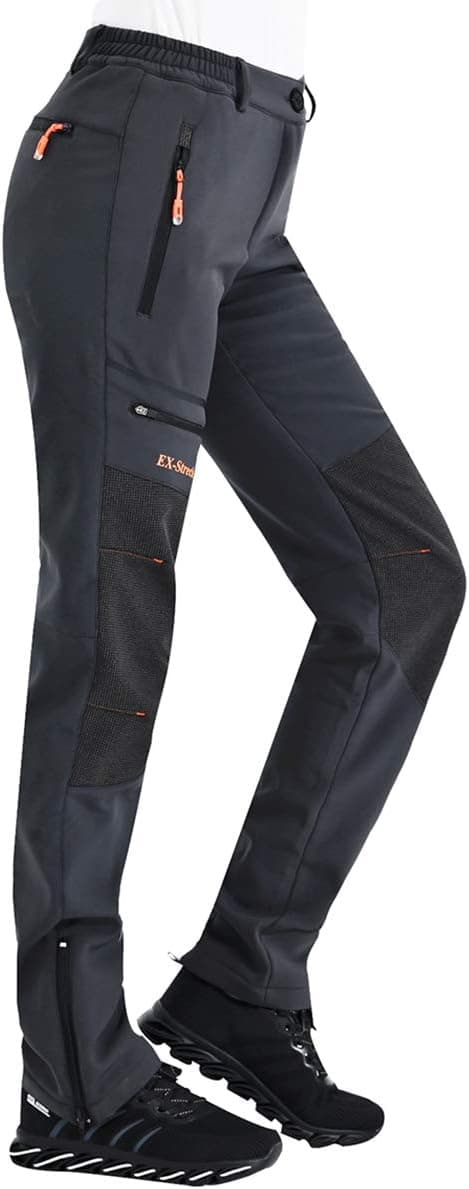 Postropaky Pantalones de esquí de nieve para mujer al aire libre impermeables senderismo aislados Softshell pantalones snowboard cremallera parte inferior de la pierna