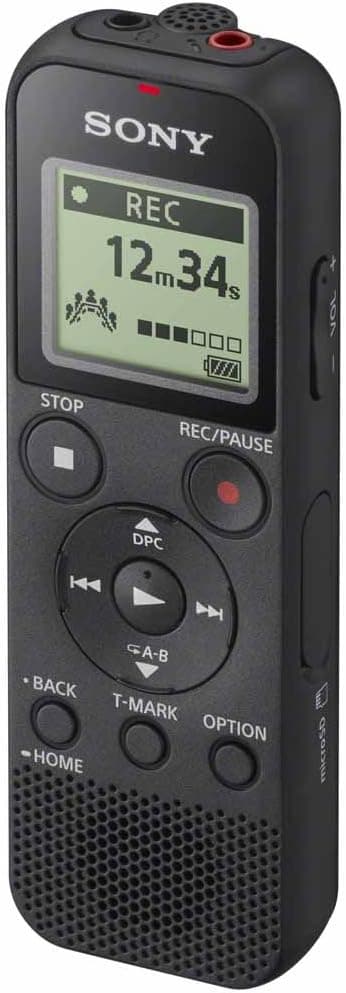 Grabadora de voz digital mono Sony ICD-PX370 con grabadora de voz USB integrada, negra