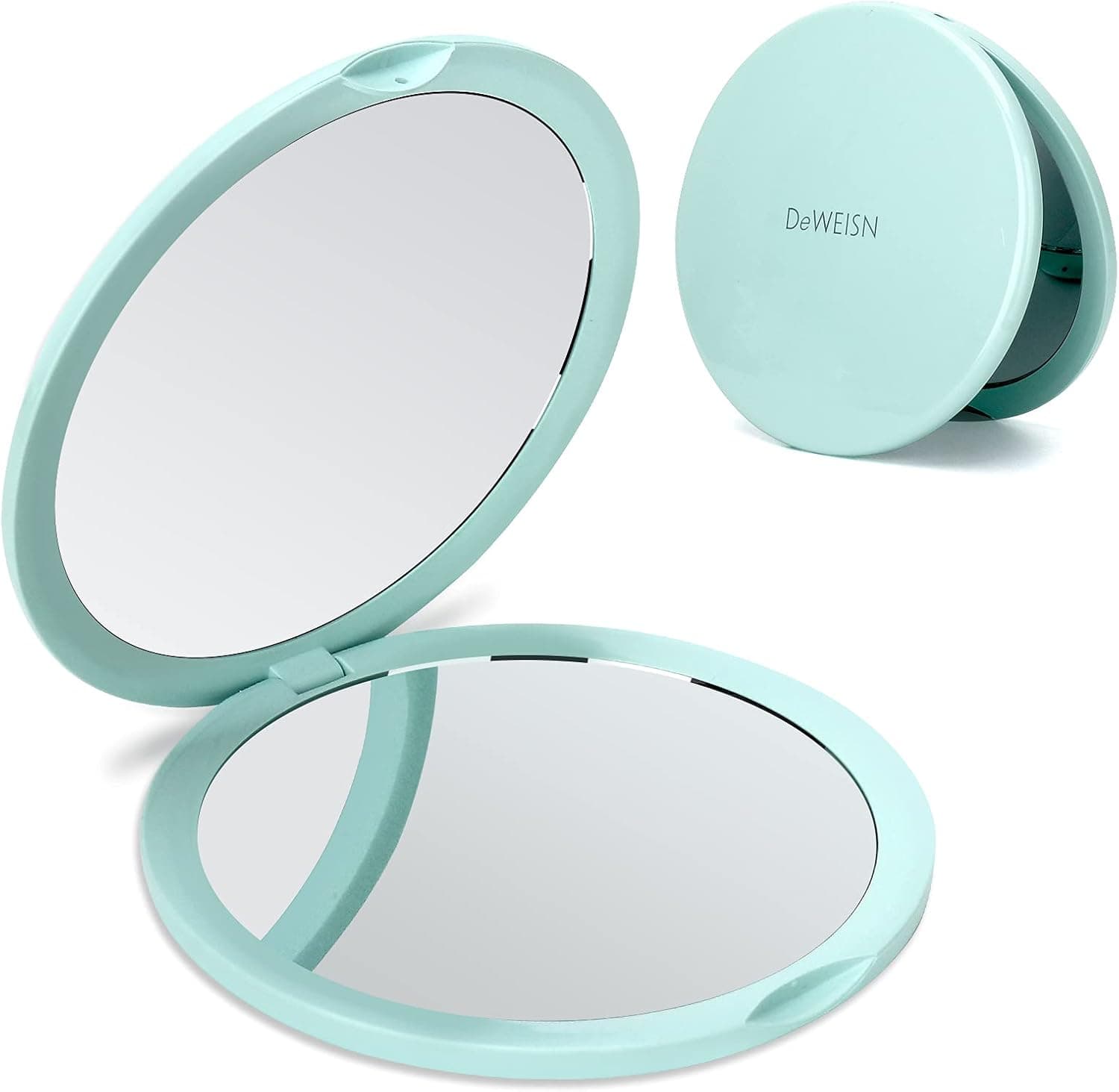 Espejo cosmético compacto con aumento, elegante espejo de maquillaje compacto de bolsillo, espejo de maquillaje de mano para viaje con potente aumento de 10x y 1 espejo de visión real para viajes o su bolso