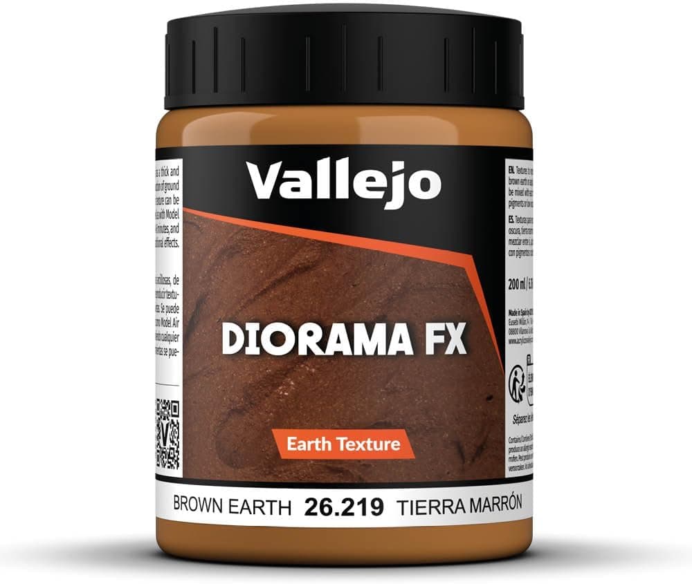 Vallejo - Diorama FX Texturas Tierra | Tierra Marrón 200 ml (6.76 fl.oz.) | Color acrílico premium para modeladores y entusiastas de las miniaturas