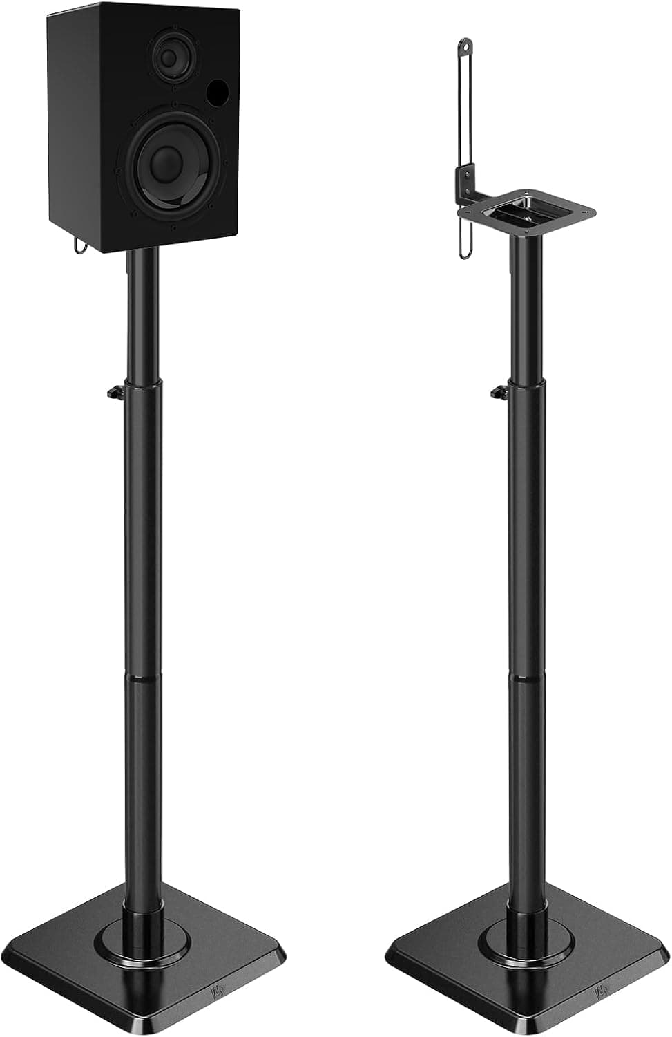 Mounting Dream Soportes de altavoz ajustables en altura para altavoces de estantería | Ajuste universal, capacidad de 11 libras, juego de 2 para Bose Polk JBL Sony Yamaha - Altura máxima de 42"