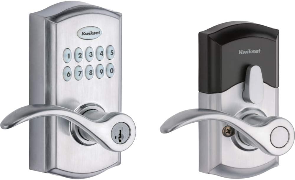 Kwikset 955PML-26DS Pembroke Palanca de bloqueo electrónico Smartcode de grado comercial con SmartKey acabado en cromo satinado