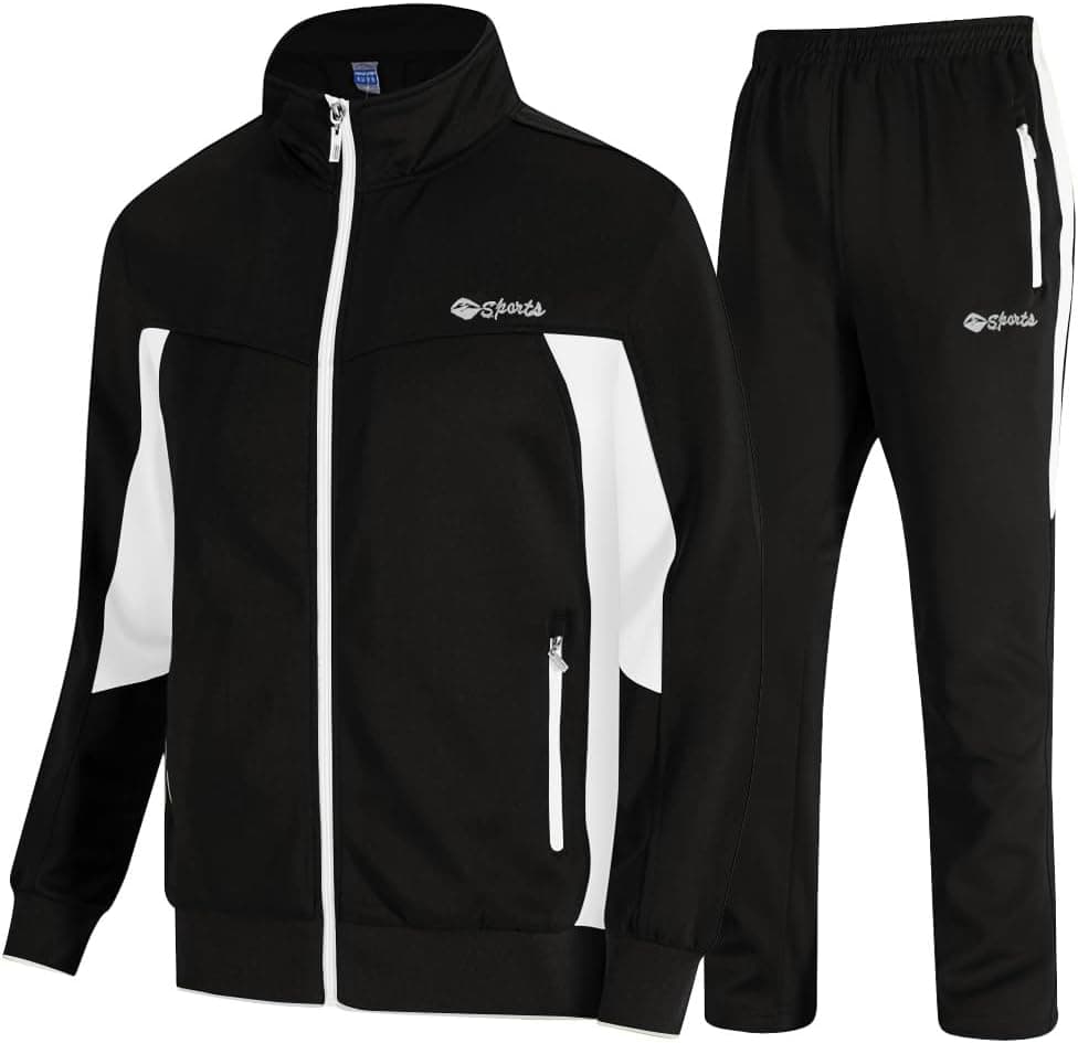 TBMPOY Chándal para hombre, trajes de chándal para hombre, 2 piezas, casual, atlético, jogging, calentamiento, conjuntos con cremallera completa