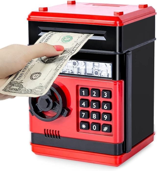 Refasy Piggy Bank Cash Coin Can ATM Bank Electronic Coin Money Bank para niños de 3 a 12 años, Caja de Ahorro de Dinero Mini ATM Coin Bank Juguetes Regalos para niños de 3 4 5 6 7 8 9 10 11 12 años