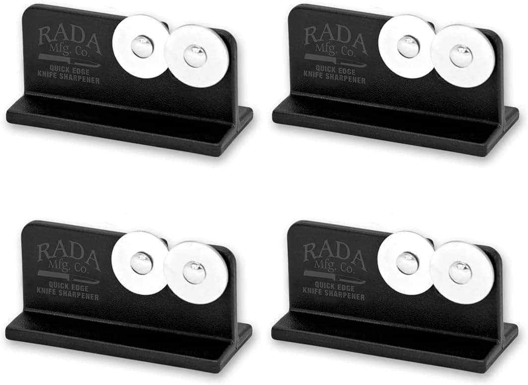 Rada Cutlery Afilador de cuchillos de borde rápido (R119), paquete de 4 | Ruedas de acero inoxidable de 3,5" x 2"