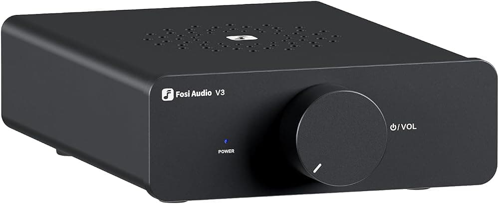 Fosi Audio V3 Amplificador estéreo Audio para el hogar 300 vatios x2 potencia TPA3255 Clase D Mini amplificador Componente de audio de 2 canales para altavoces pasivos de torre de estantería Cine en casa de escritorio con fuente de alimentación de 32 V