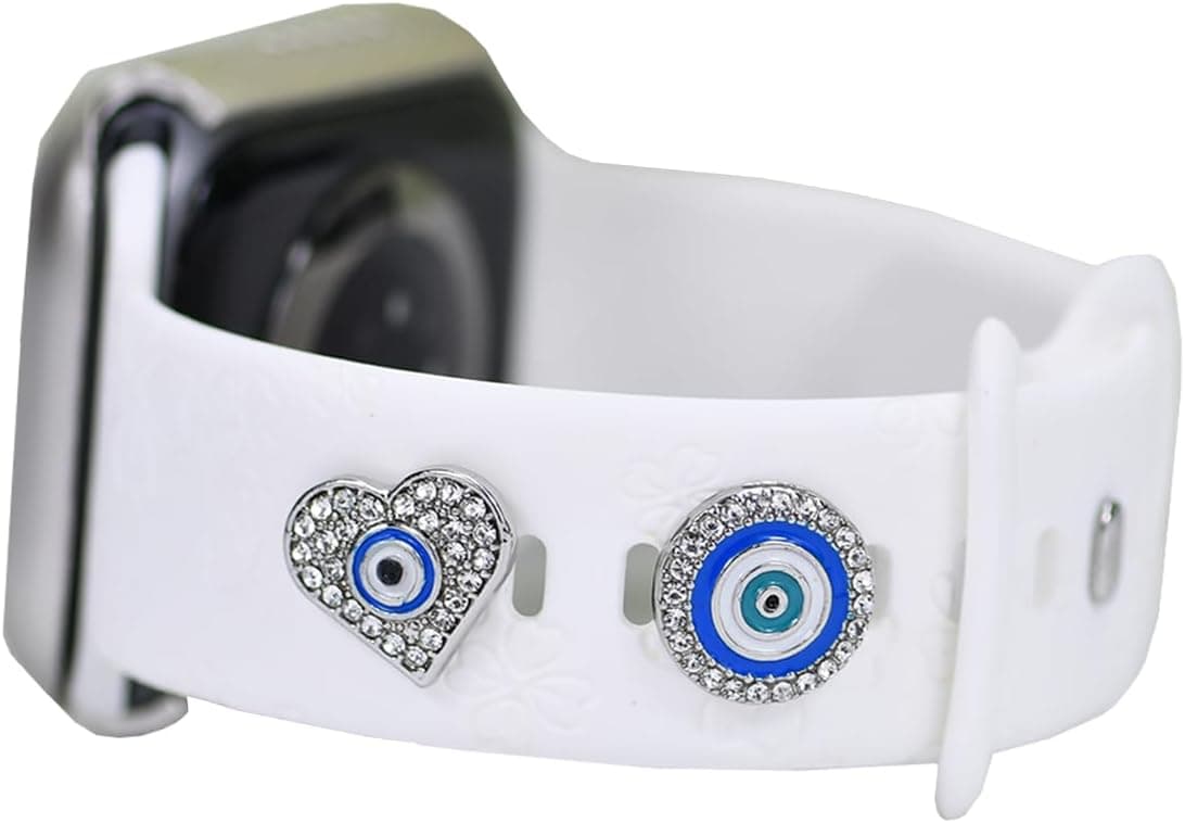 Charms para correa de reloj Apple Watch para mujer, anillos decorativos compatibles con bandas de silicona Apple de 49 mm, 45 mm, 44 mm, 42 mm, 41 mm, 40 mm, 38 mm, iWatch Series 9, 8, 7, 6, 5, 4, 3, 2, 1 SE, accesorios de metal para Samsung Galaxy Watch 5/Pro/4 Fitbit