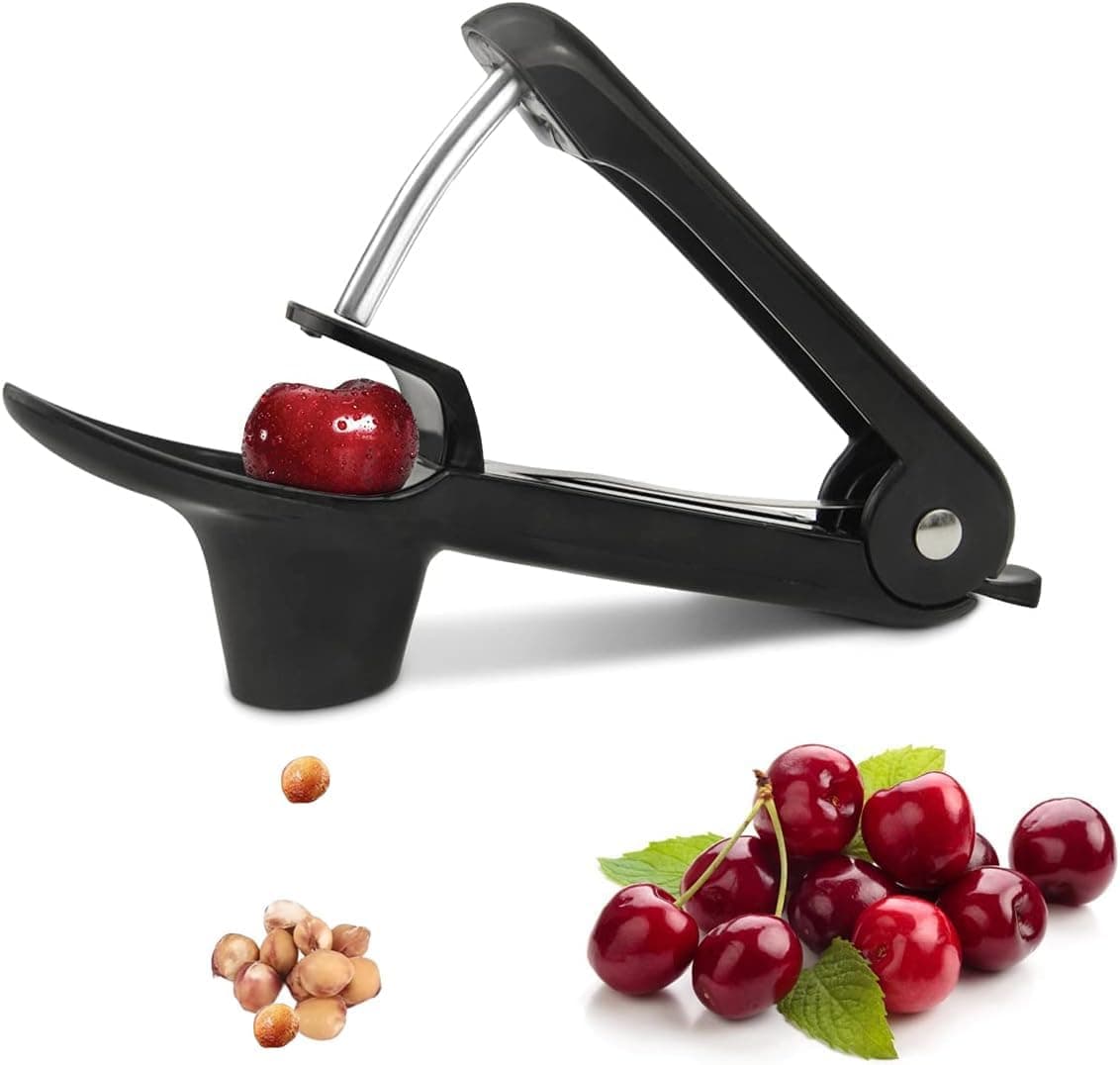 Herramienta para deshuesar cerezas, herramienta para quitar huesos de cerezas, recolector de cerezas, diseño para quitar núcleos de frutas para hacer deliciosos platos de cerezas y cerezas de cóctel (negro)
